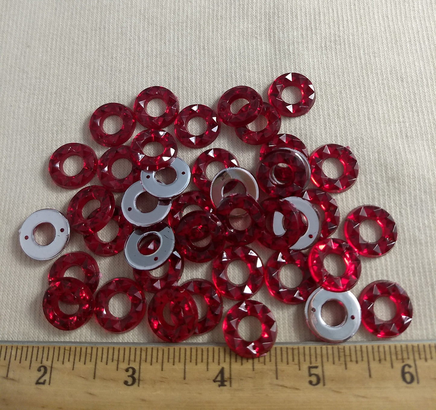 Bead #XFFZ15 #2-Hole #Red #Round #Acrylic-Stone #40pc