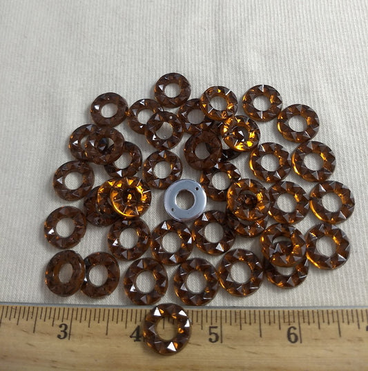 Bead #XFFZ15 #2-Hole #Brown #Round #Acrylic-Stone #40pc