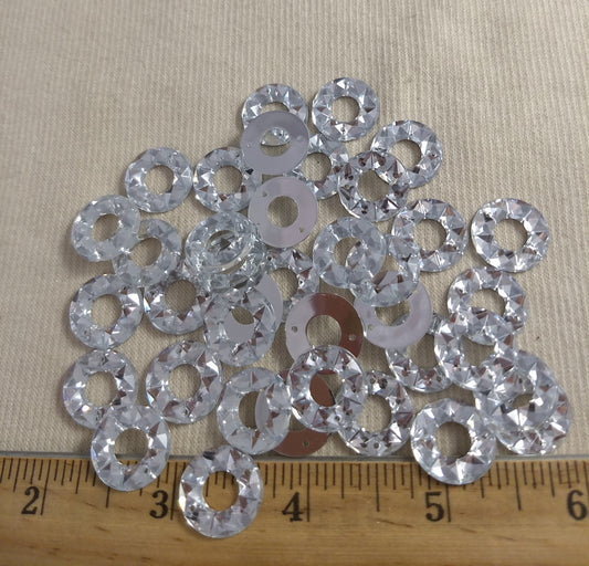 Bead #XFFZ15 #2-Hole #Clear #Round #Acrylic-Stone #40pc