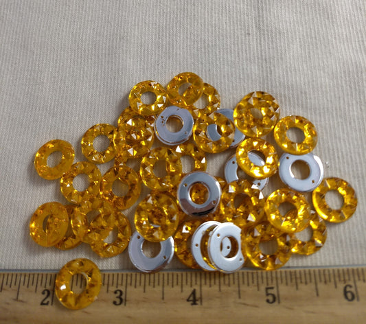 Bead #XFFZ15 #2-Hole #Yellow #Round #Acrylic-Stone #40pc