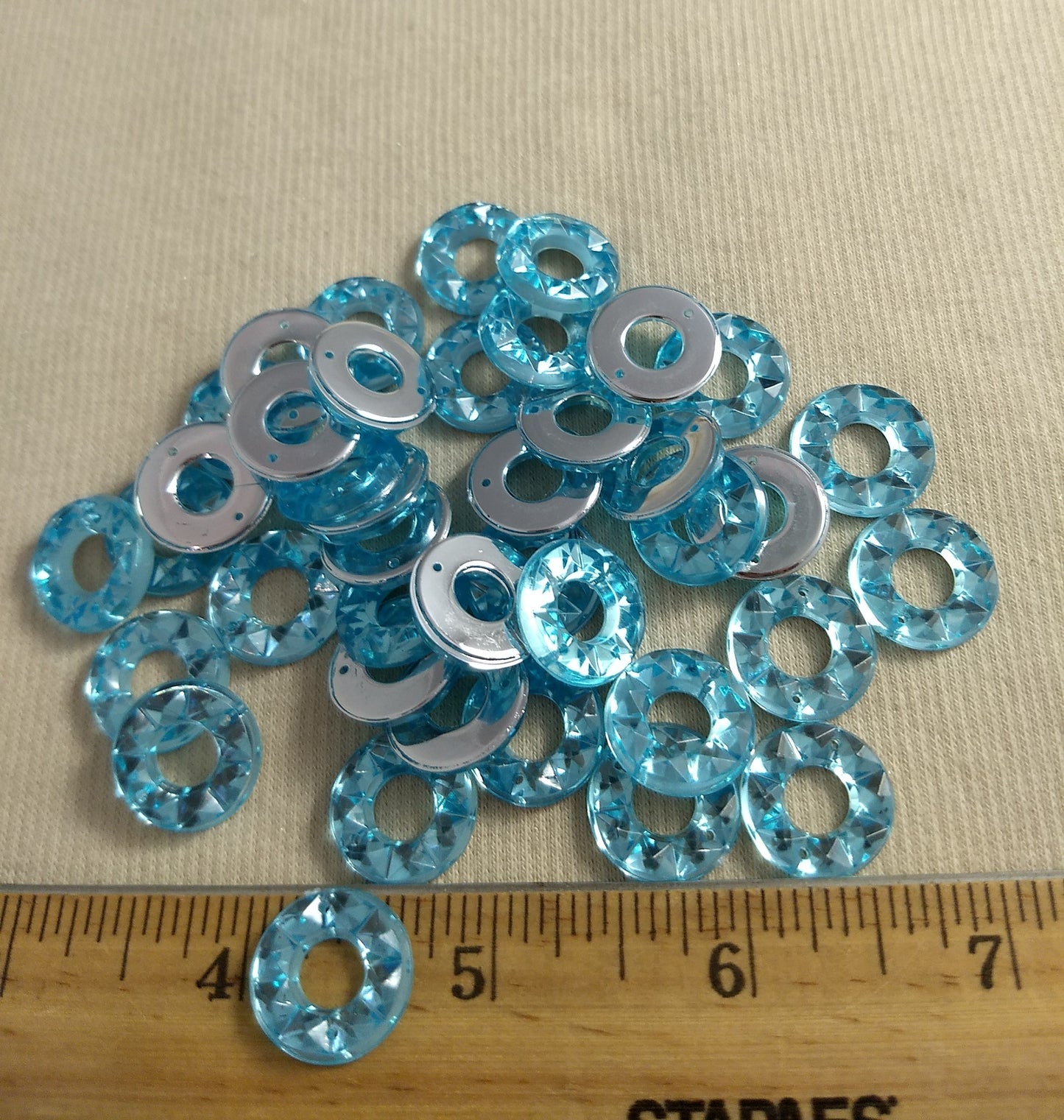 Bead #XFFZ15 #2-Hole #Blue #Round #Acrylic-Stone #40pc