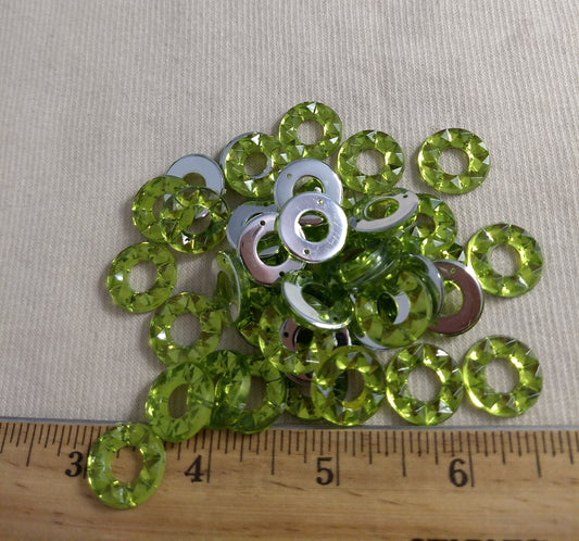 Bead #XFFZ15 #2-Hole #Green #Round #Acrylic-Stone #40pc