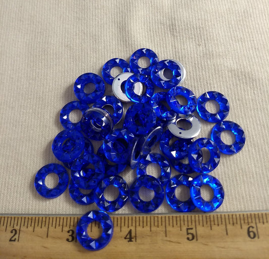 Bead #XFFZ15 #2-Hole #Blue #Round #Acrylic-Stone #40pc