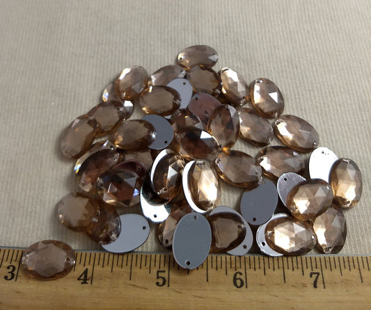 Bead #XFFZ1318 #2-Hole #47 #Brown #Oval #Acrylic-Stone #60pc