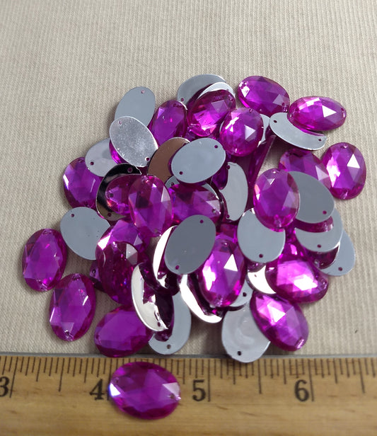 Bead #XFFZ1318 #2-Hole #12 #Pink #Oval #Acrylic-Stone #60pc