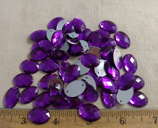 Bead #XFFZ1318 #2 Hole #57 #Purple #Oval #Acrylic-Stone #60pc