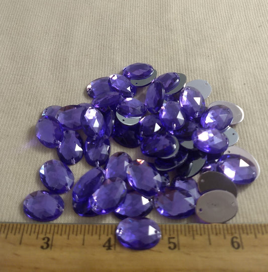 Bead #XFFZ1318 #2-Hole #13 #Purple #Oval #Acrylic-Stone #60pc