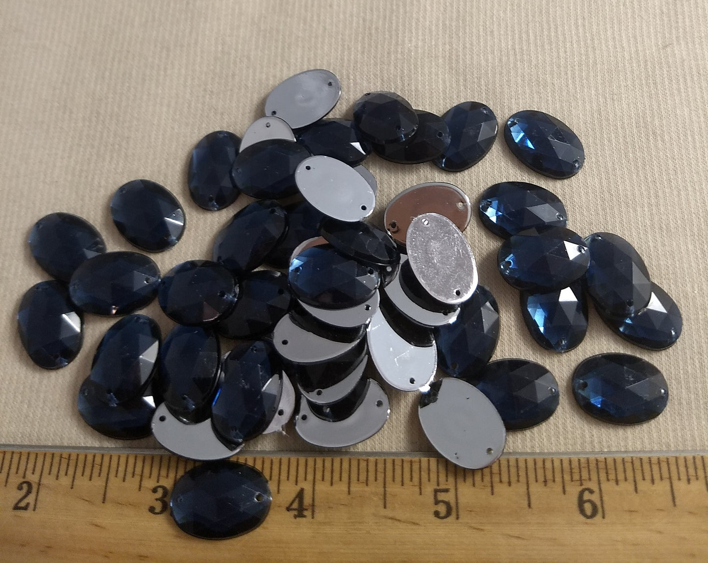 Bead #XFFZ1318 #2-Hole #48 #Blue #Oval #Acrylic-Stone #60pc