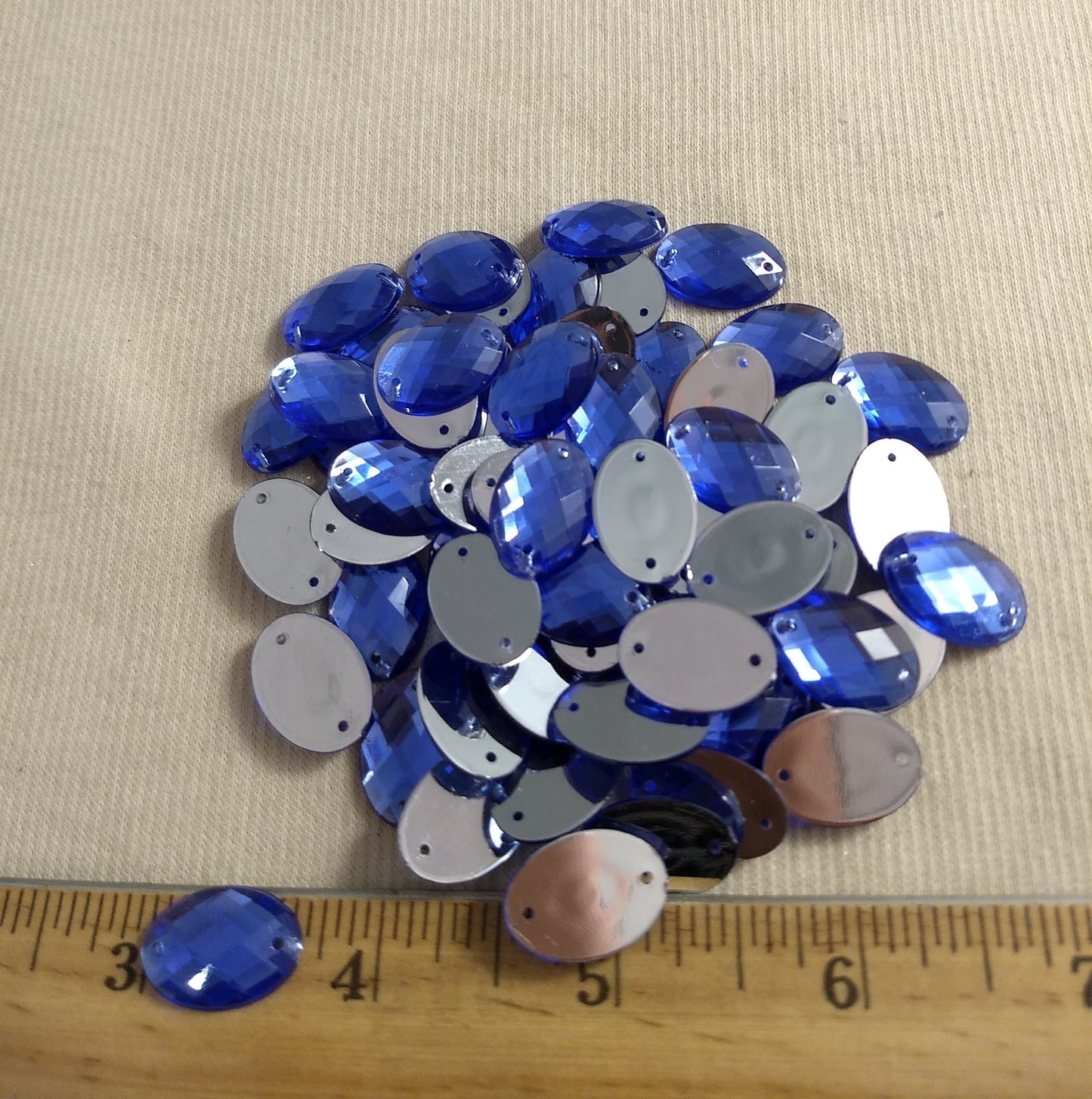 Bead #XFFZ1318 #2-Hole #23 #Blue #Oval #Acrylic-Stone #60pc