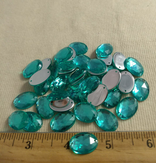 Bead #XFFZ1318 #2-Hole #5 #Green #Oval #Acrylic-Stone #60pc