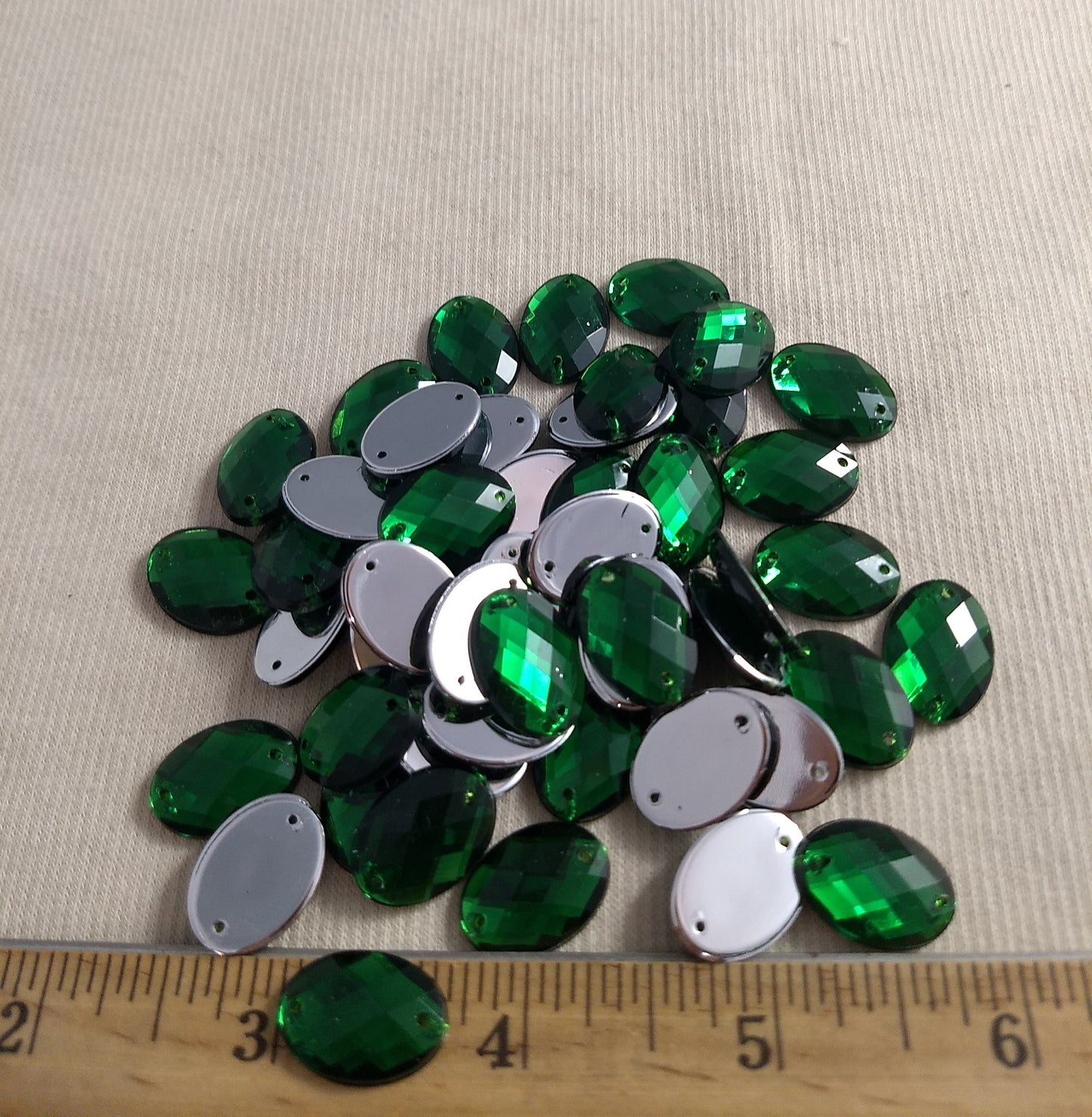 Bead #XFFZ1318 #2-Hole #22 #Green #Oval #Acrylic-Stone #60pc