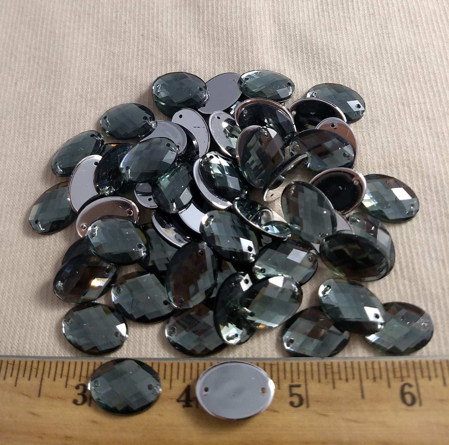 Bead #XFFZ1318 #2-Hole #Grey #Oval #Acrylic-Stone #60pc