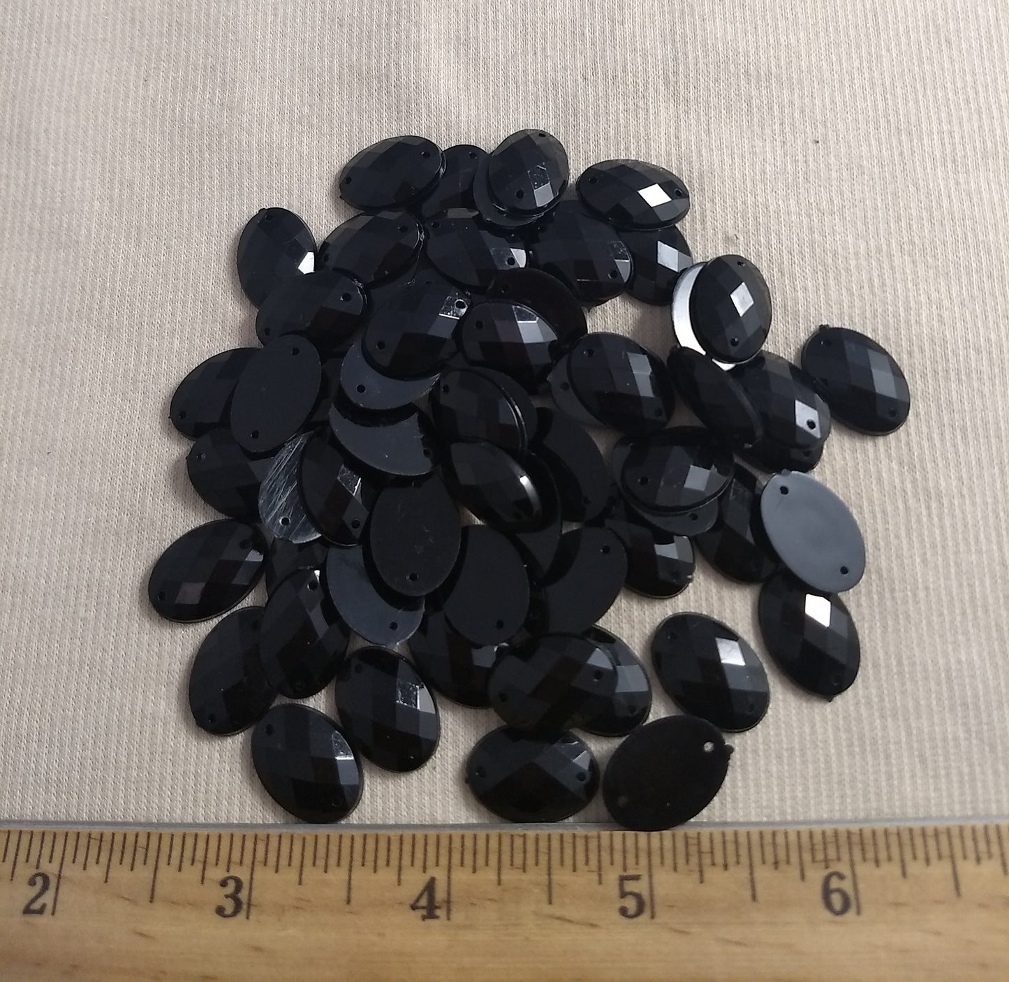 Bead #XFFZ1318 #2-Hole #19 #Black #Oval #Acrylic-Stone #60pc