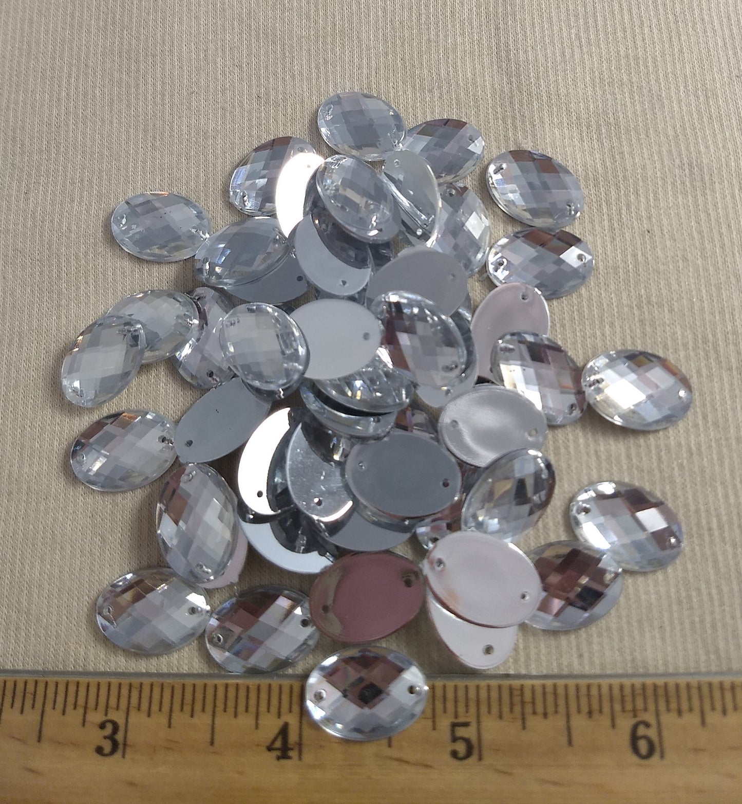 Bead #XFFZ1318 #2-Hole #10 #Clear #Oval #Acrylic-Stone #60pc