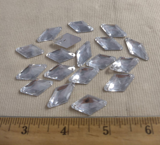 Bead #XFFZ1424 #2-Hole #Clear #Diamond #Acrylic-Stone #40pc