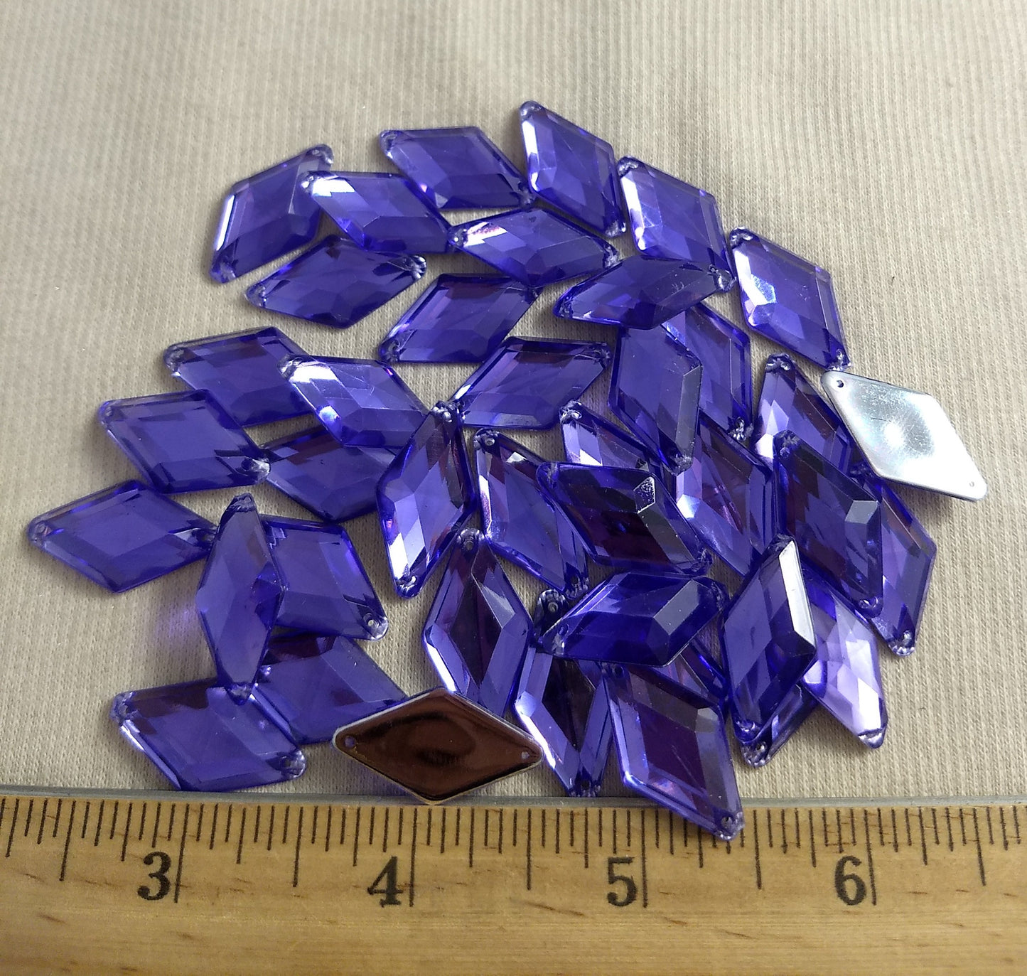 Bead #XFFZ1424 #2-Hole #Purple #Diamond #Acrylic-Stone #40pc