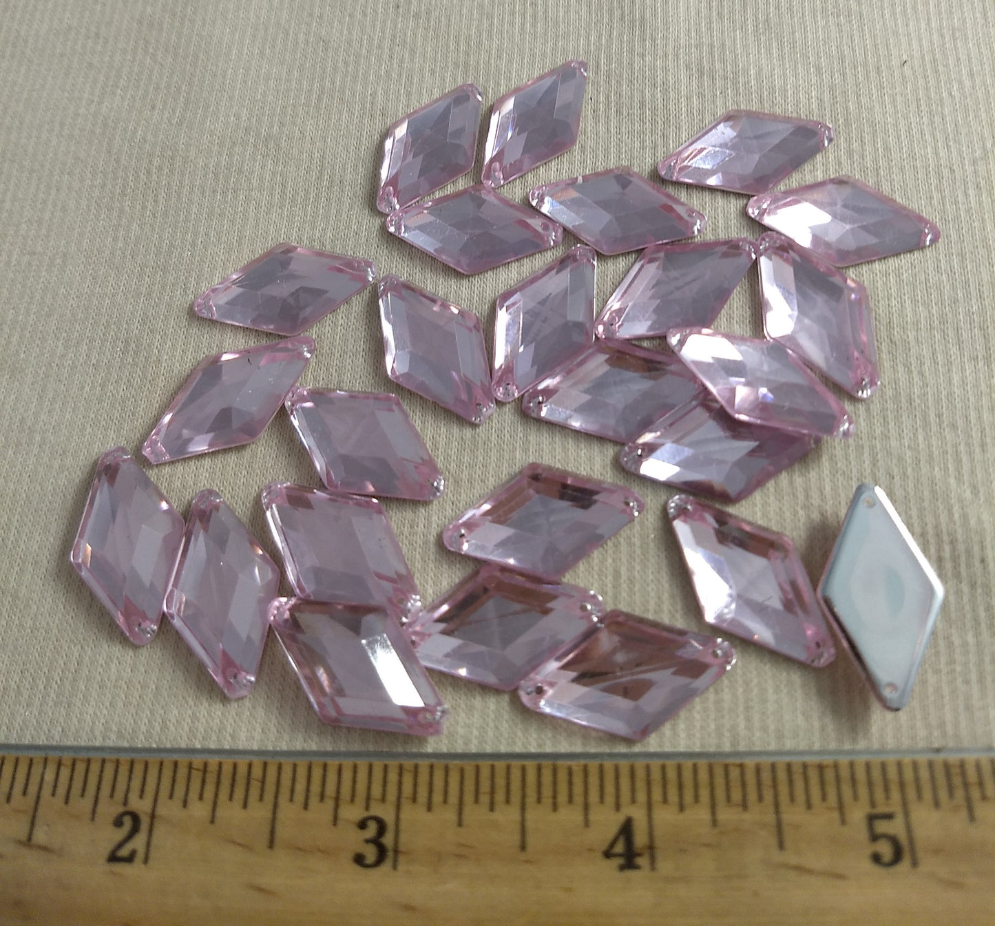 Bead #XFFZ1424 #2-Hole #Pink Diamond #Acrylic-Stone #40pc