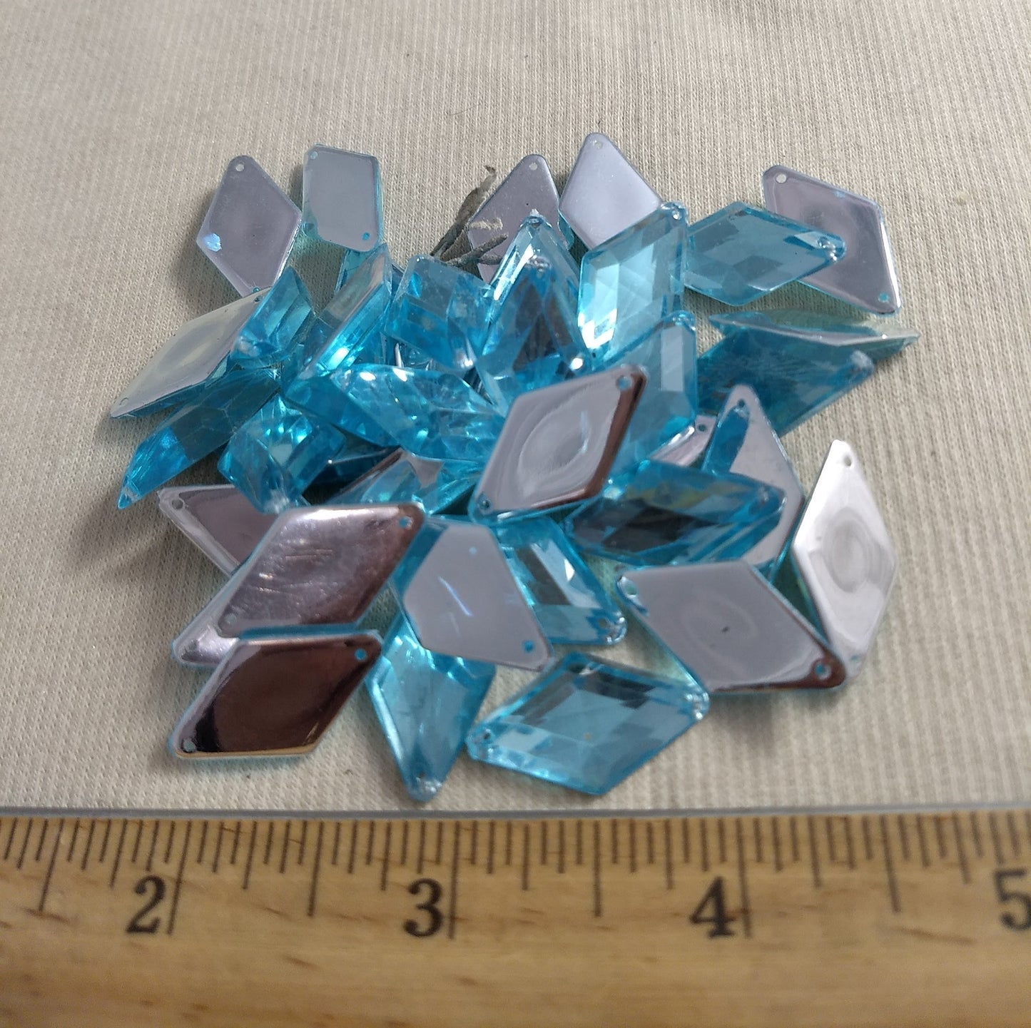 Bead #XFFZ1424 #2-Hole #Sky-Blue #Diamond #Acrylic-Stone #40pc