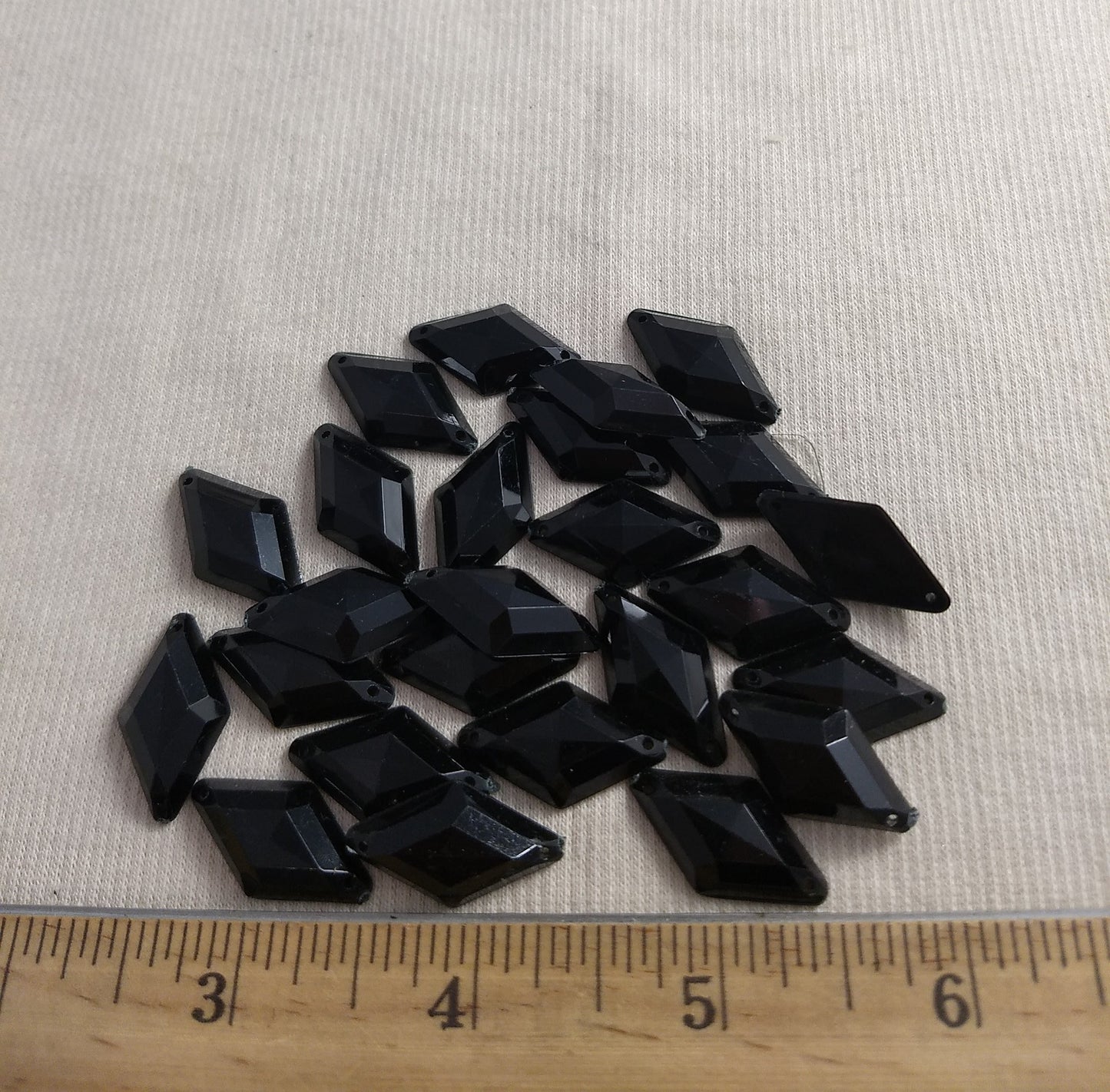 Bead #XFFZ1424 #2-Hole #Black #Diamond #Acrylic-Stone #40pc