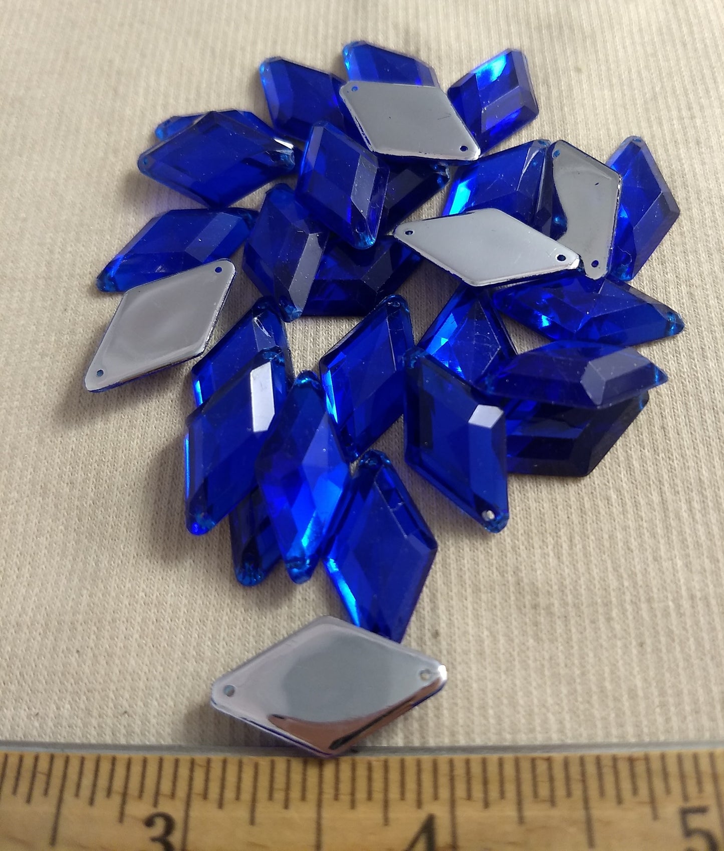 Bead #XFFZ1424 #2-Hole #Blue #Diamond #Acrylic-Stone #40pc