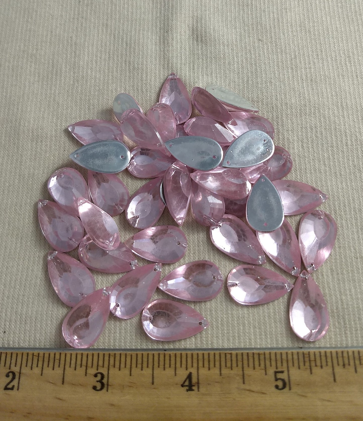 Bead #XFFZ2011 #2-Hole #Pink #Tear-Drop #Acrylic-Stone #40pc