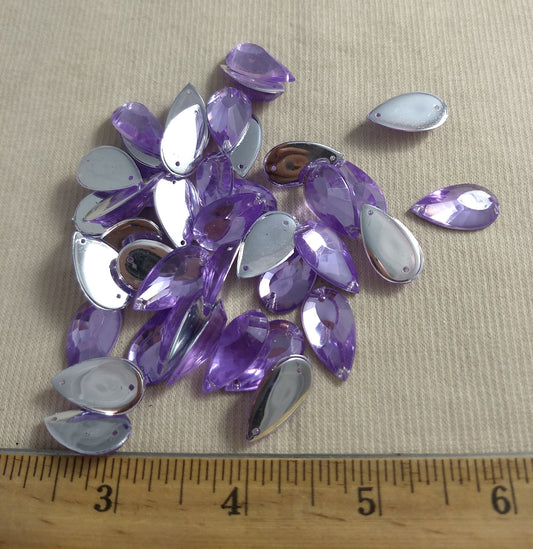 Bead #XFFZ2011 #2-Hole #Purple #Tear-Drop #Acrylic-Stone #40pc