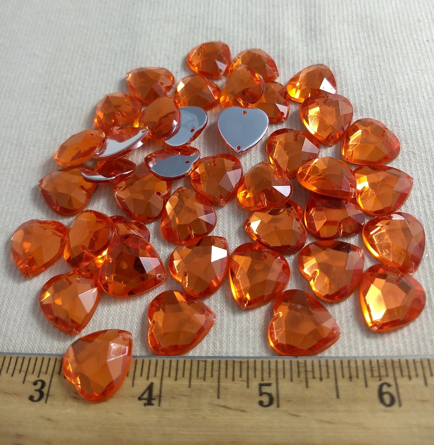 Bead XFFZ1718 #2-Hole #16 #Orange #Heart #Acrylic-Stone #40pc