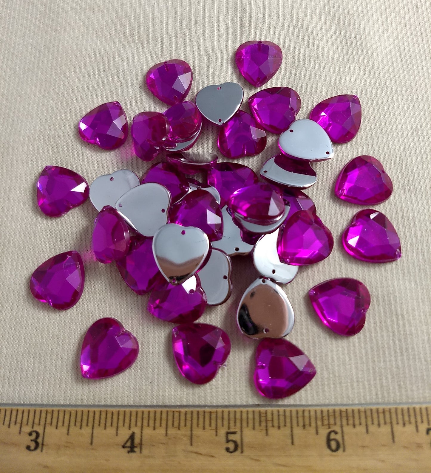 Bead XFFZ1718 #2-Hole #Pink #Heart #Acrylic-Stone #40pc