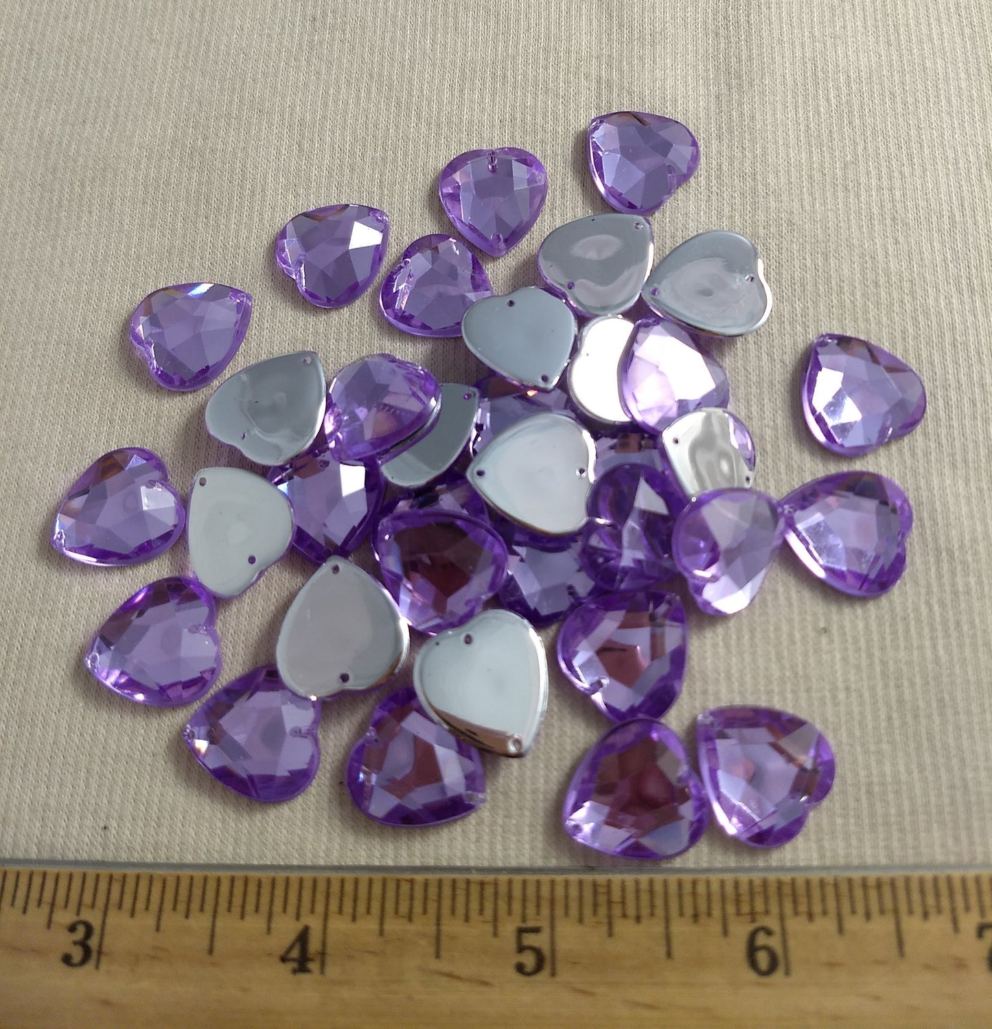 Bead XFFZ1718 #2-Hole #8 #Light-Purple #Heart #Acrylic-Stone #40pc