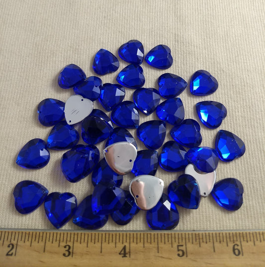 Bead #XFFZ1718 #2-Hole #1 #Blue #Heart #Acrylic-Stone #40pc