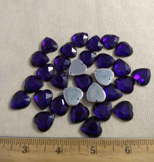 Bead #XFFZ1718 #2-Hole #25 #Purple #Heart #Acrylic-Stone #40pc