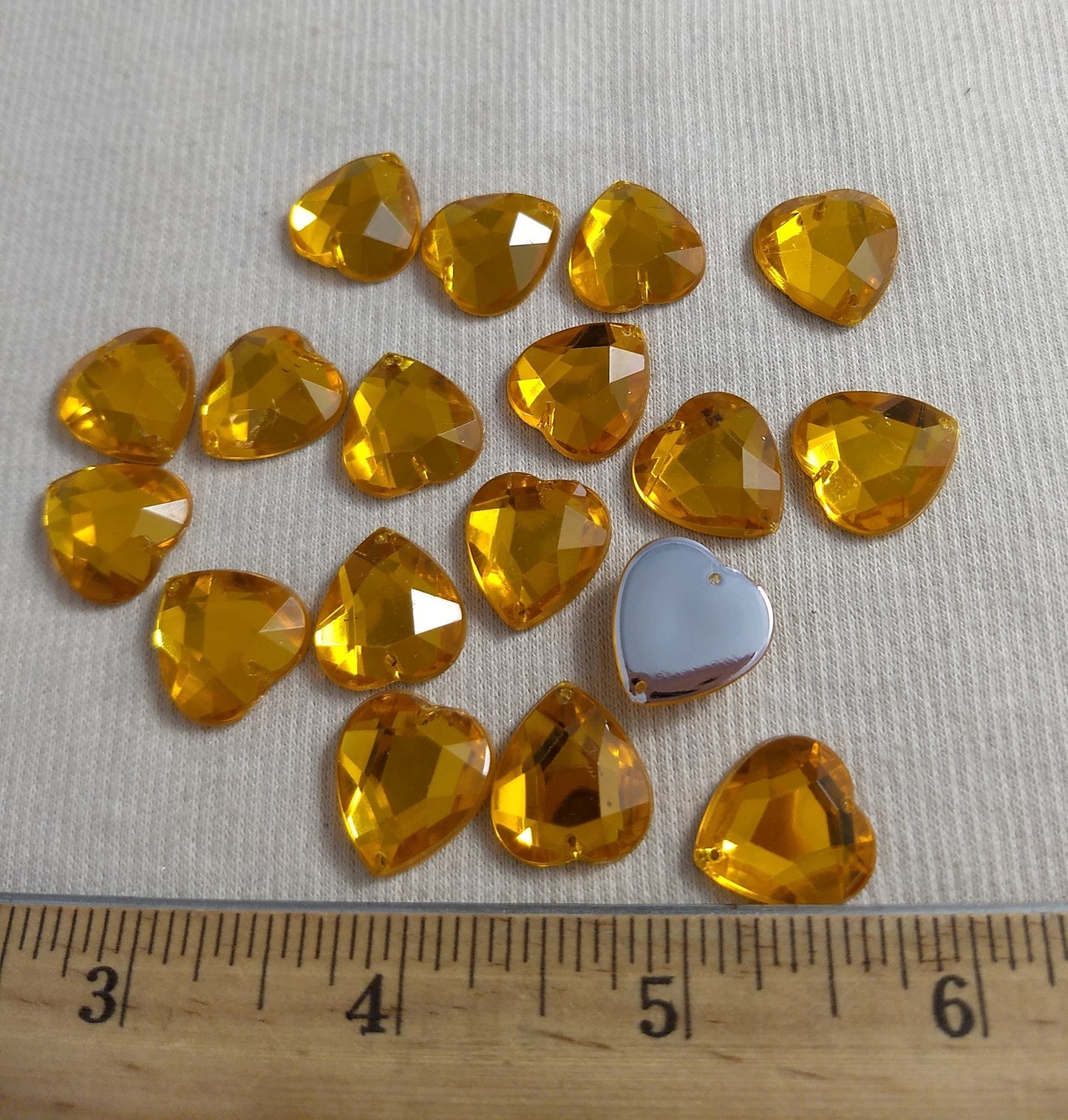 Bead #XFFZ1718 #2-Hole #39 #Yellow #Heart #Acrylic-Stone #40pc