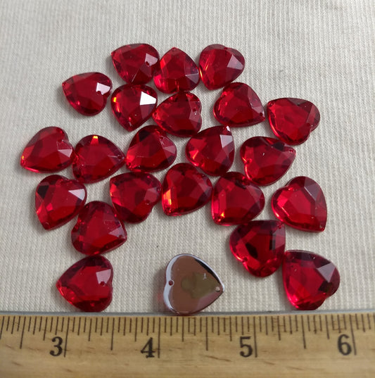 Bead #XFFZ1718 #2-Hole #Red #Heart #Acrylic-Stone #40pc