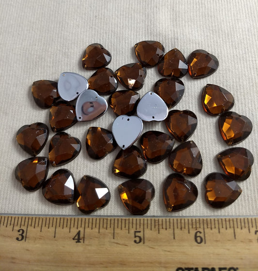 Bead #XFFZ1718 #2-Hole #36 #Brown #Heart #Acrylic-Stone #40pc