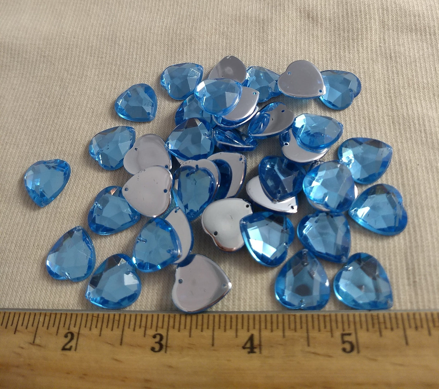 Bead #XFFZ1718 #2-Hole #87 #Blue #Heart #Acrylic-Stone #40pc