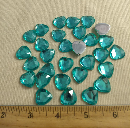 Bead #XFFZ1718 #2-Hole #Green #Heart #Acrylic-Stone #40pc