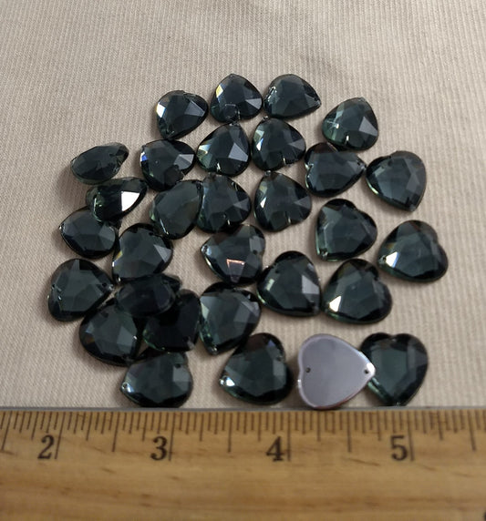 Bead #XFFZ1718 #2-Hole #Grey #Heart #Acrylic-Stone #40pc