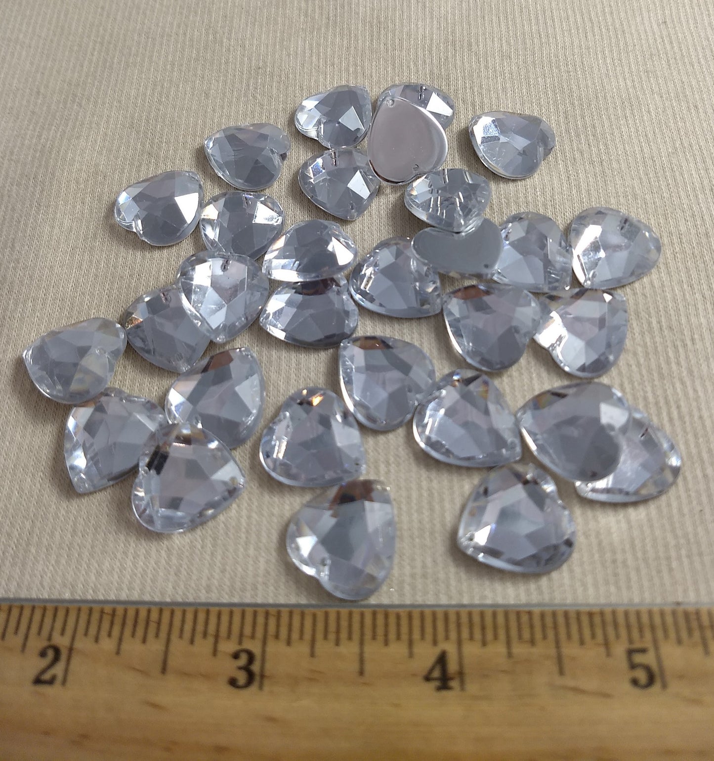 Bead #XFFZ1718 #2-Hole #Clear #Heart #Acrylic-Stone #40pc