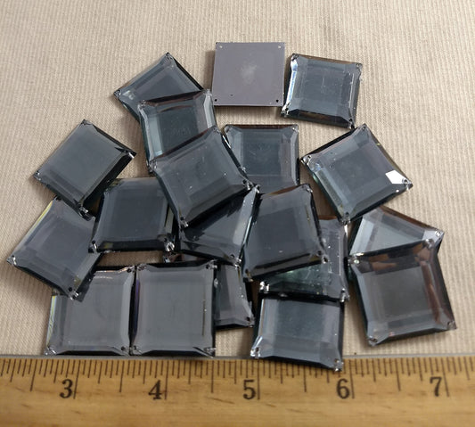 Bead #XFFZ25 #4-Hole #Grey #Square #Acrylic-Stone #20pc