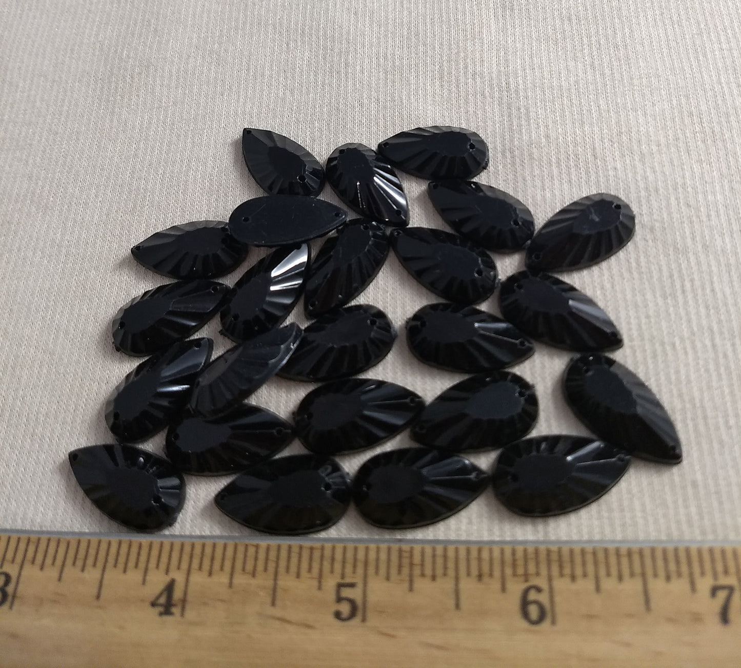 Bead #XFFZ1121 #2-Hole #Black #Tear-Drop #Acrylic-Stone #40pc