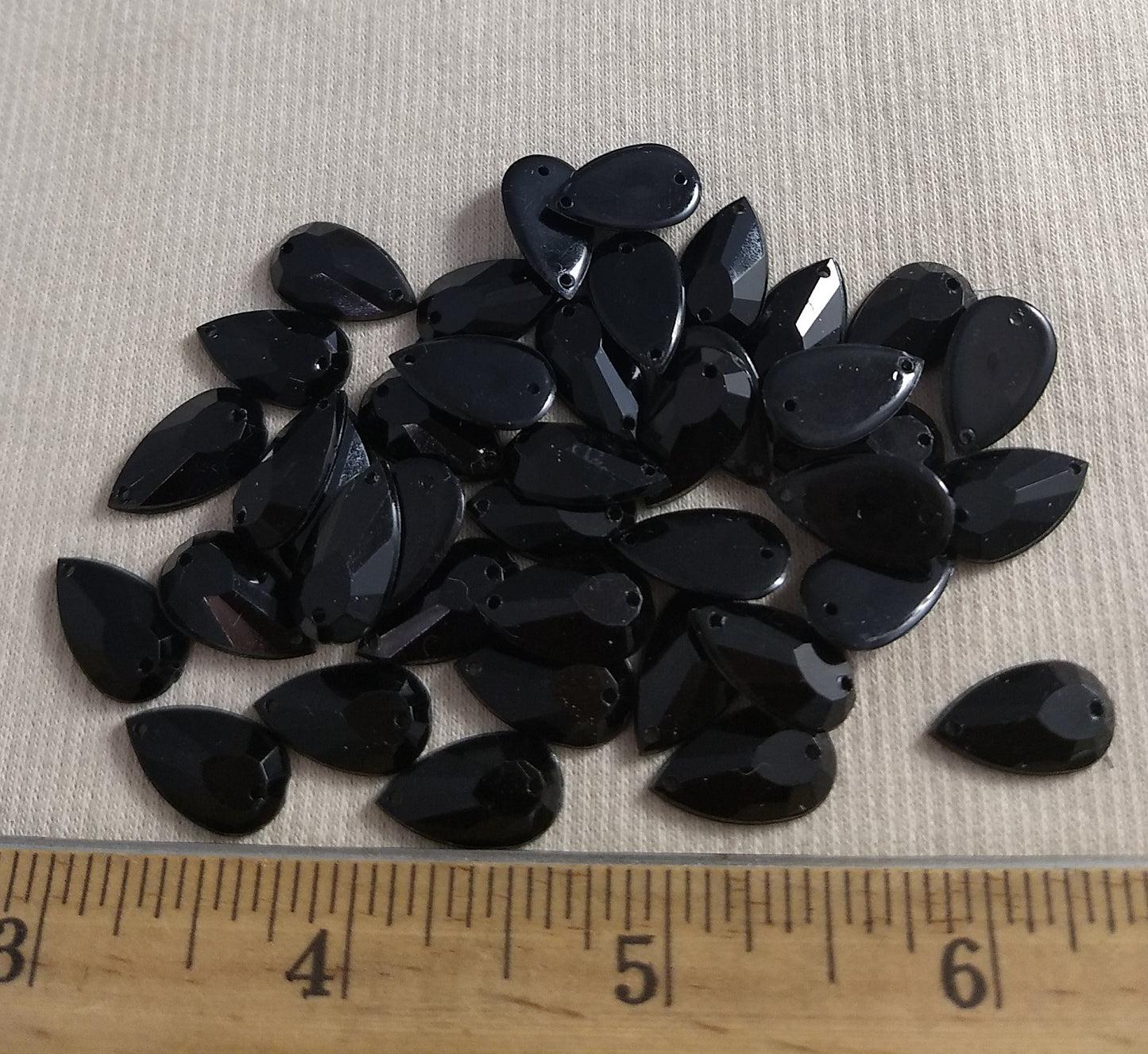 Bead XFFZ916 #2-Hole #Black #Tear-Drop #Acrylic-Stone #40pc