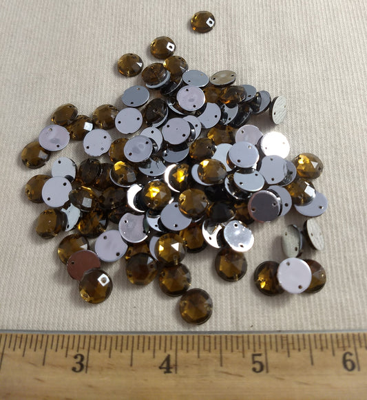 BEAD #XFFZ10 #2-Hole #36 #Brown #Round  #Acrylic-Stone #100pc