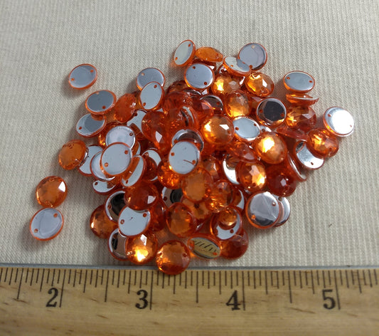 BEAD #XFFZ10 #2-Hole #16 #Orange #Round #Acrylic-Stone #100pc