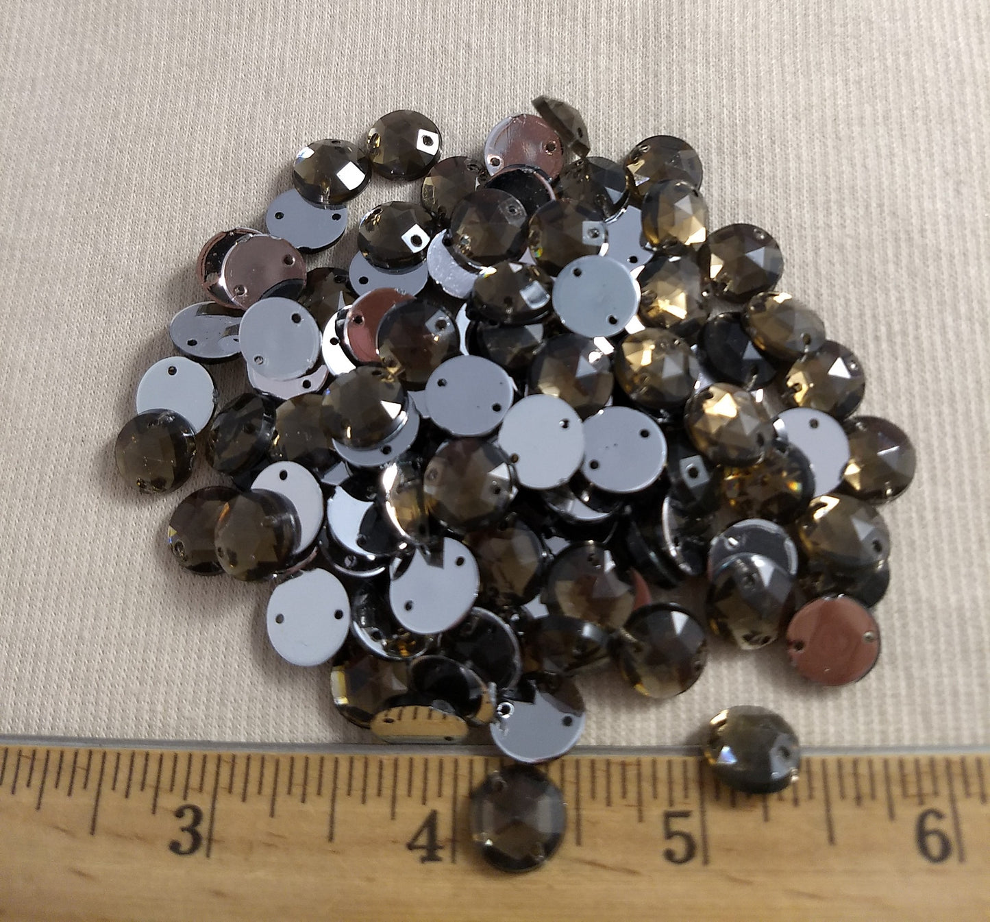 BEAD #XFFZ10 #2-Hole #40 #Brown #Round #Acrylic-Stone #100pc