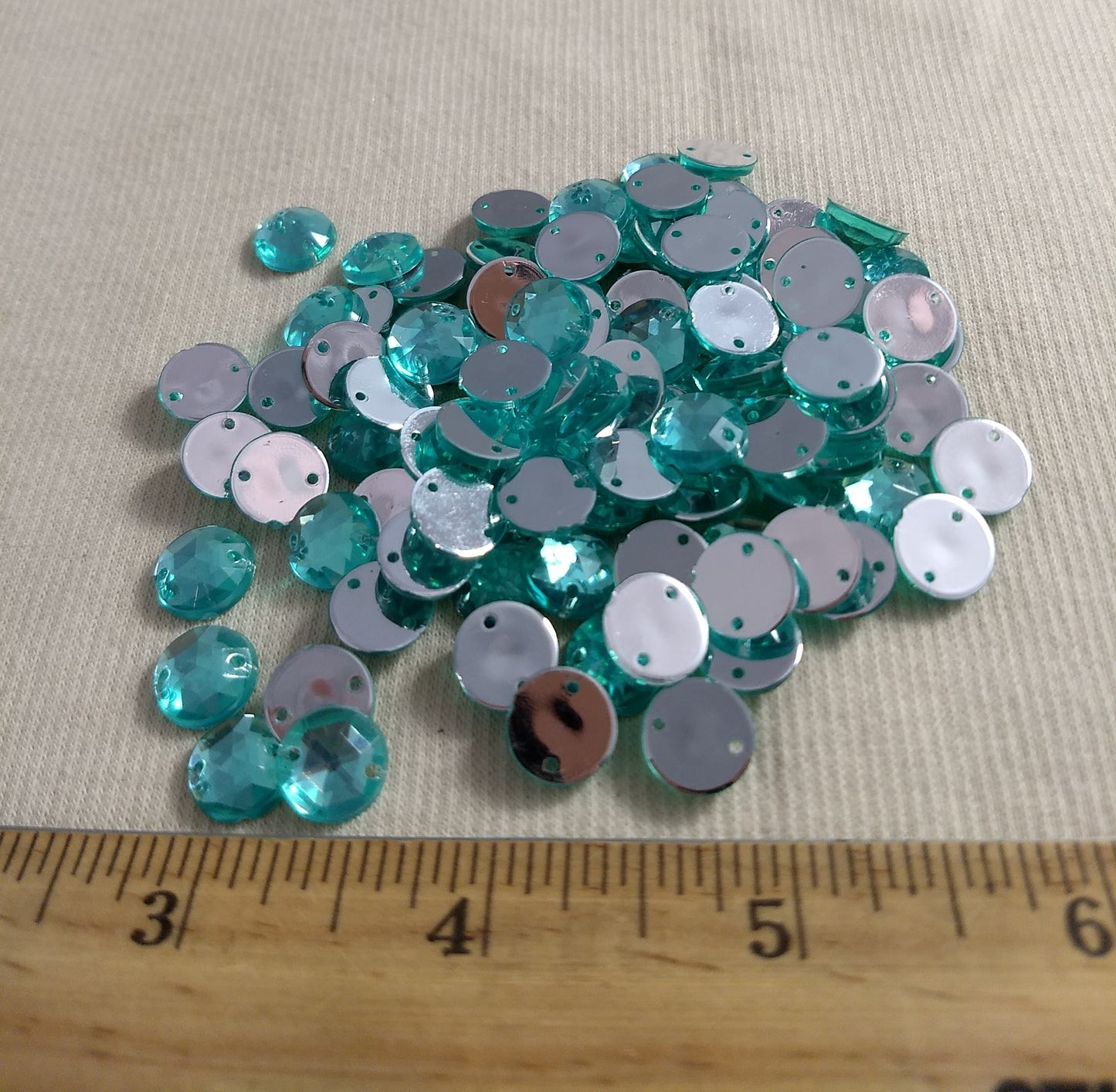 BEAD #XFFZ10 #2-Hole #5 #Green #Round #Acrylic-Stone #100pc