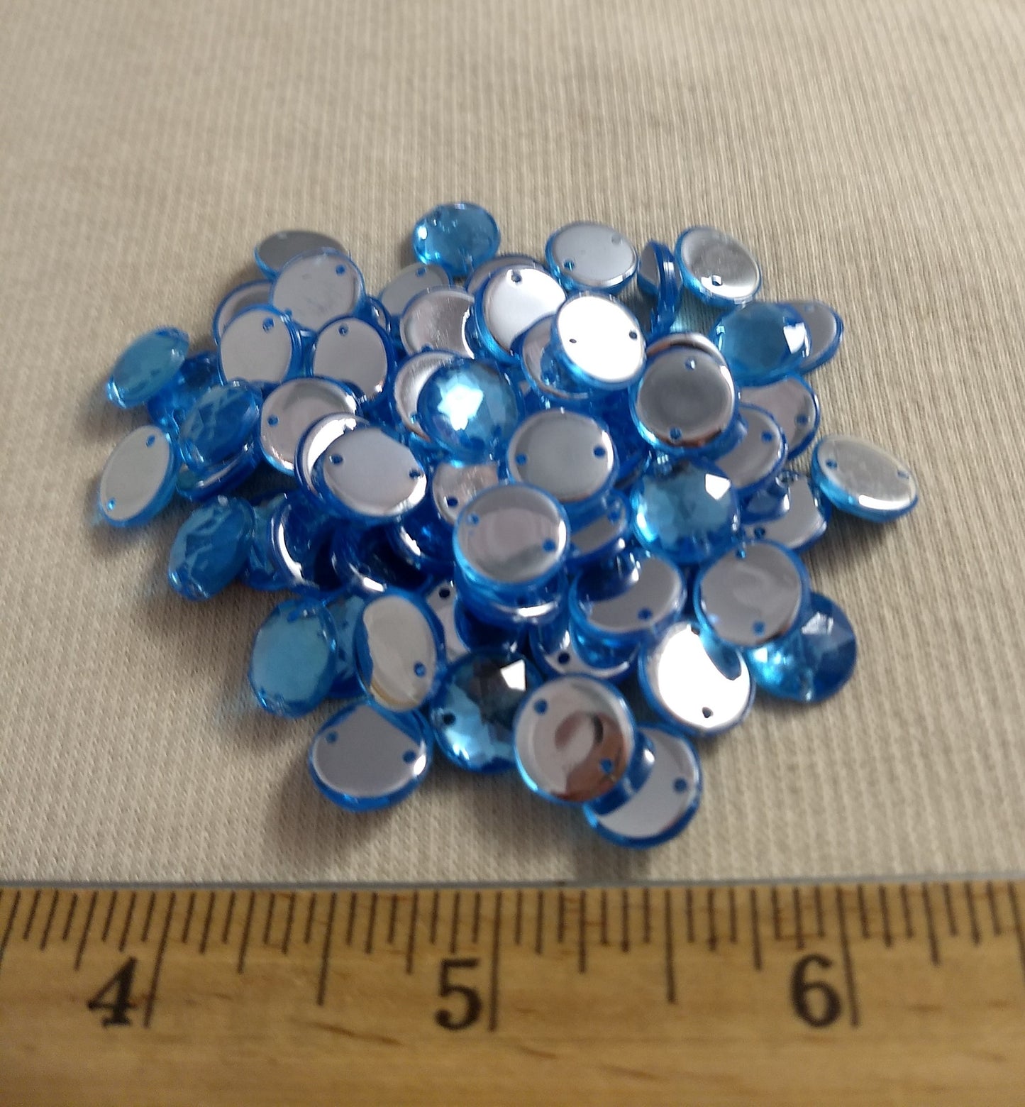 BEAD #XFFZ10 #2-Hole #87 #Blue #Round #Acrylic-Stone #100pc