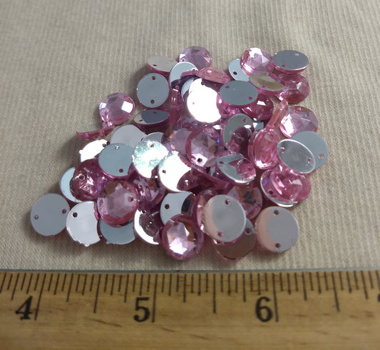 BEAD #XFFX10 #2-Hole #Pink #Round #Acrylic-Stone #100pc