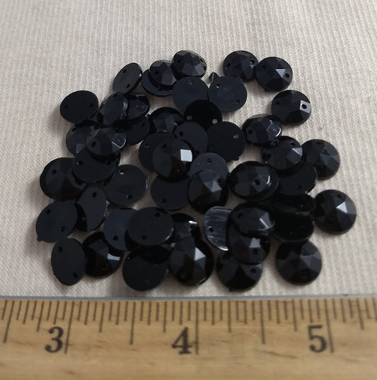 Bead XFFZ10 #2-Hole #Black #Round #Acrylic-Stone #100pc