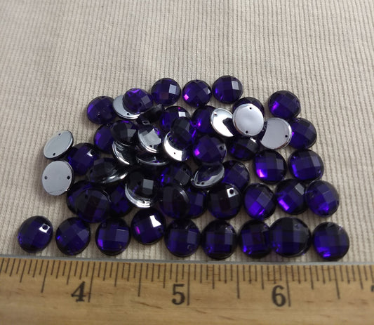 Bead XFFZ10 #2-Hole #Purple #Round #Acrylic-Stone #40pc