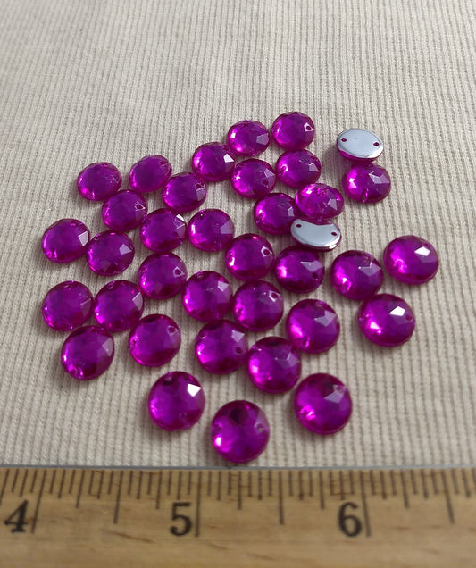 Bead XFFZ10 #2-Hole #Pink #Round #Acrylic-Stone #100pc